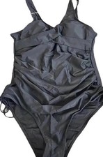 New Womens One Piece Swimsuit L Black Tummy Control V Neck Bathing Suit Slimming