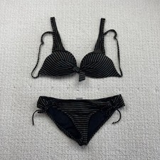 Y2K Body Glove Multi Color Glitter Striped Bikini Set Sz S Summer Surf Beach