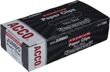 Elegant Silver ACCO Jumbo Paper Clips - Non-Skid, 100 Count, 20 Sheet Capacity
