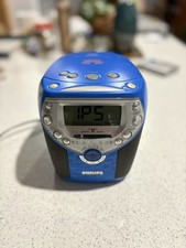 Philips Compact Disc Clock Radio CD Player Blue AJ3958/17 - Tested Working