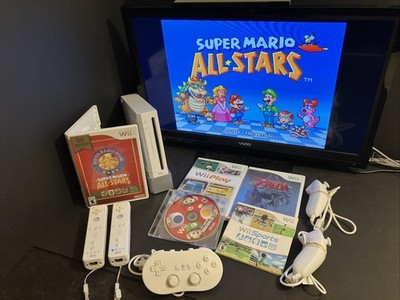 nintendo wii console bundle w/ wii sports / Mario Allstars / Mario Bros / Zelda