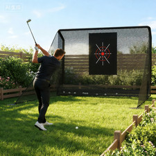 Golf Practice Net 10x7ft, Auto Ball Return Enclosure With Side Barriers, Portabl