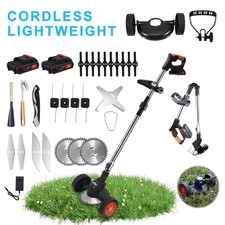 21V Cordless Lawn Mower Handheld Electric Grass Trimmer Adjustable Length Tool