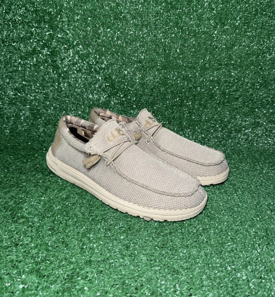 Hey Dude Para Hombres Wally Sox Beige Mocasín Sin Cordones Informal Caminar Zapatos Cómodos Talla 8 Foto 2 de 4
