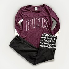Lot Of 2 Victoria's Secret PINK Top  Logo Crop Leggings Sz XS
