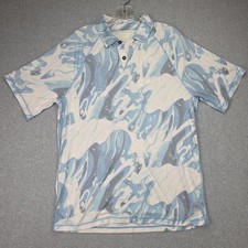 Tommy Bahama Island Zone Rising Tides Polo Shirt Mens M Short Sleeve Blue NWT