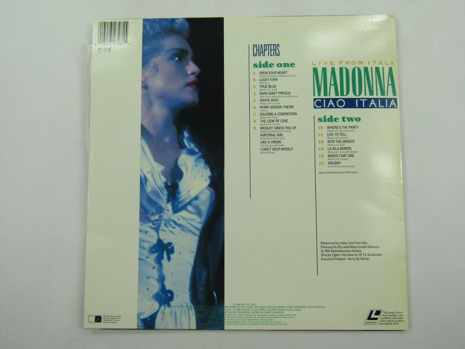 VTG Madonna Live From Italy Ciao Italia Laserdisc Pioneer Artists Pop 1988 - Image 2 of 4