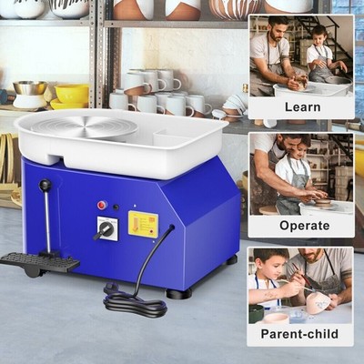 25CM 350W Electric Pottery Wheel Forming Machine with Foot Pedal DIY Clay Tool
