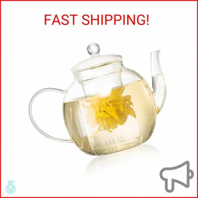Wlasss 1530 ml/52 oz Large Glass Teapot with Removable Infuser, Clear Tea Kettle