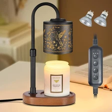 Dimmable Candle Warmer Lamp with Timer Adjustable Height Electric Wax Melt Warme