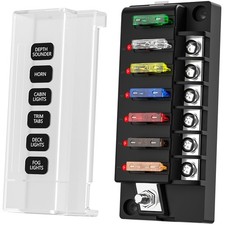 12V/24V 6-Circuit Waterproof Marine Fuse Box with LED Indicator, ATO Blade Fu...