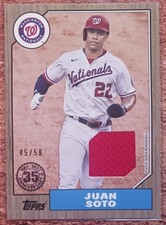 2022 Topps #87R-JS Juan Soto Washington Nationals 1987 Retro Relic Gold /50 MINT