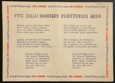 RSI INNO DELLA Xa FLOTTIGLIA MAS CARTONCINO PER L’ONORE REPUBBLICA SOCIALE 1944.