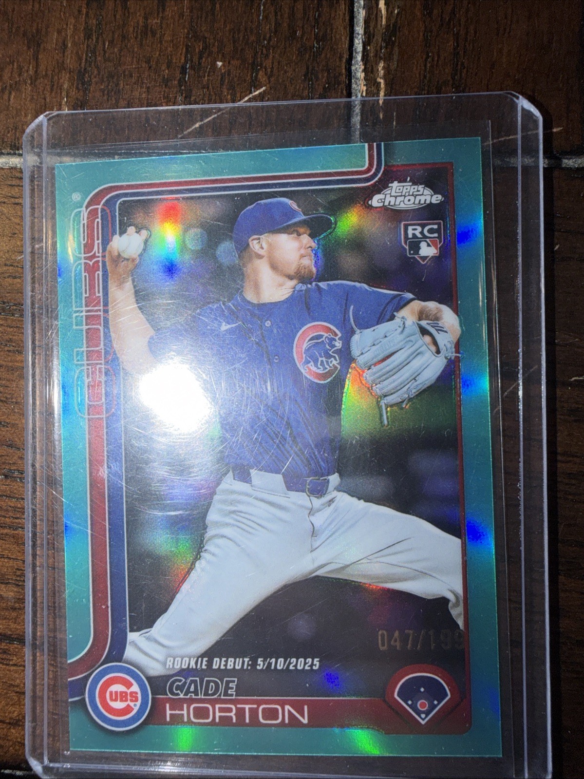 2025 Topps Chrome Update Cade Horton Cubs Aqua Refractor /199 RC #USC63