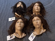 LOT of 4 PIVOT POINT Mannequin Slip On Human Hair 1 Male & 3 Female Cosmetology