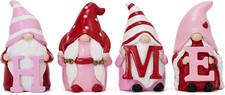 Valentine's Gnome Decorations Set, 4-Piece Resin Family Table Decor, 3.1 Inch