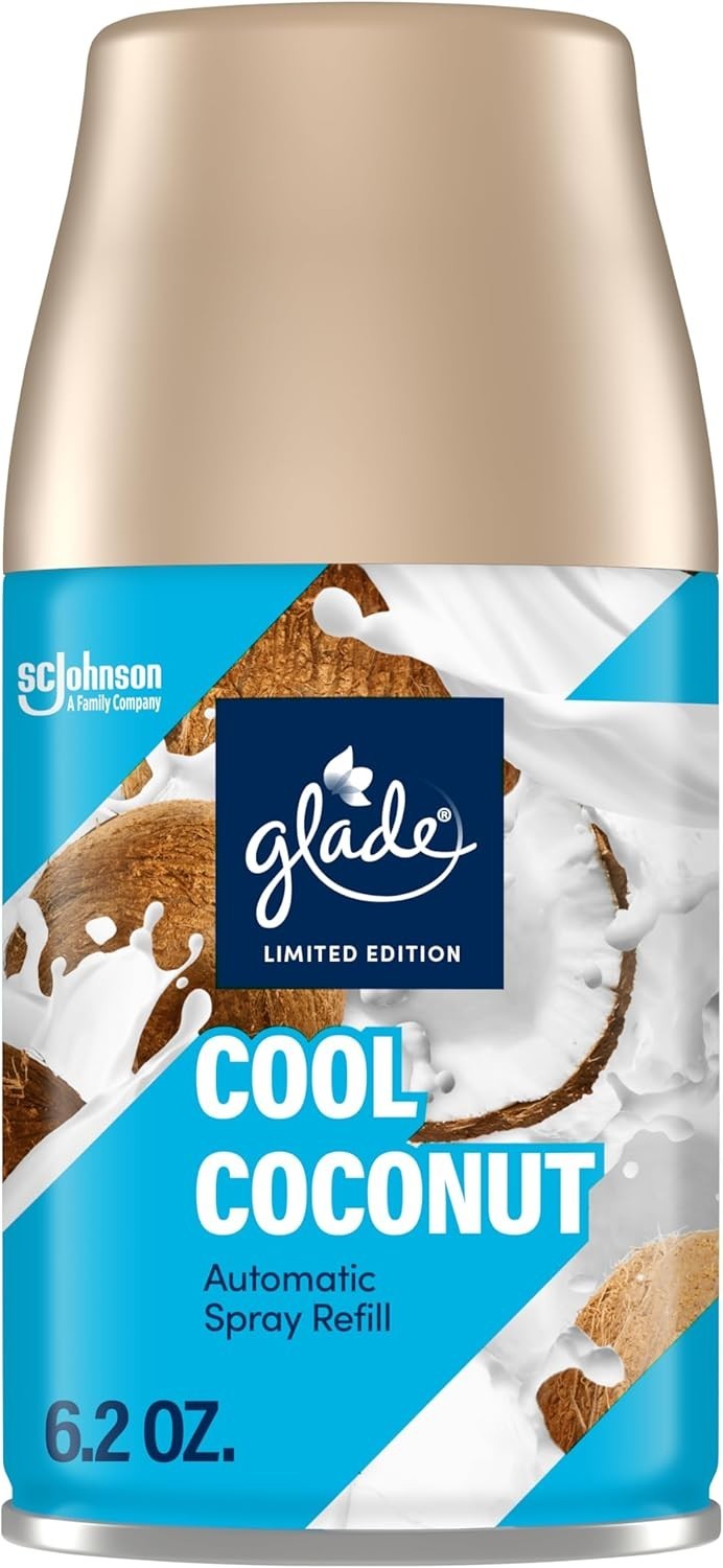 6pk,Glade Automatic Spray Refill, Cool Coconut, Scented Air Freshener,Home&Bath