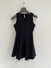 PLT Mini Dress Black Pleated Shift Woven Racer UK 12