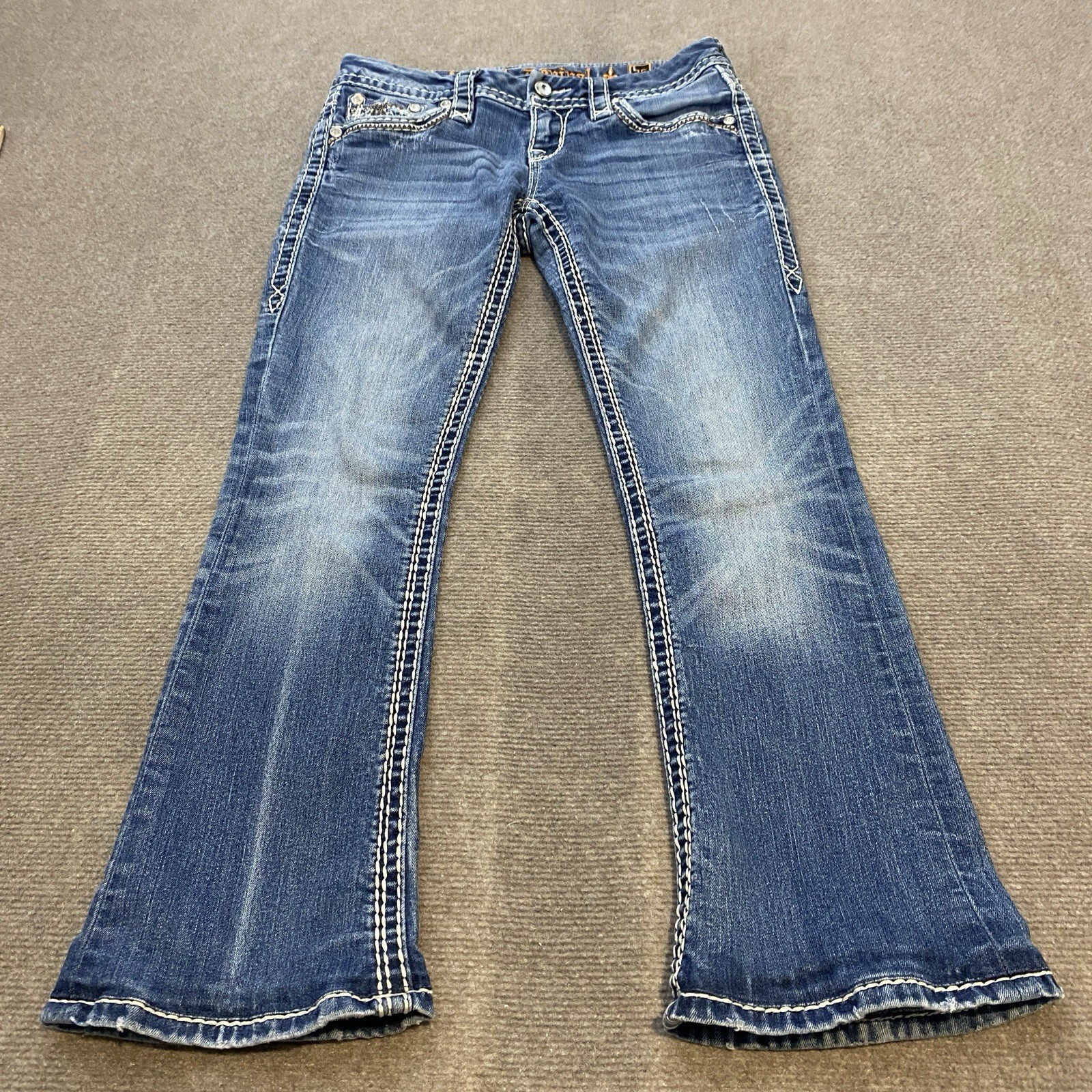 True Religion Jeans Size 26 Luiza Boot Flare Low Rise Y2K Distressed Denim