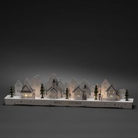 LED Holzsilhouette Dorf Winter Weihnachten Holz Deko Beleuchtet Timer Batterie