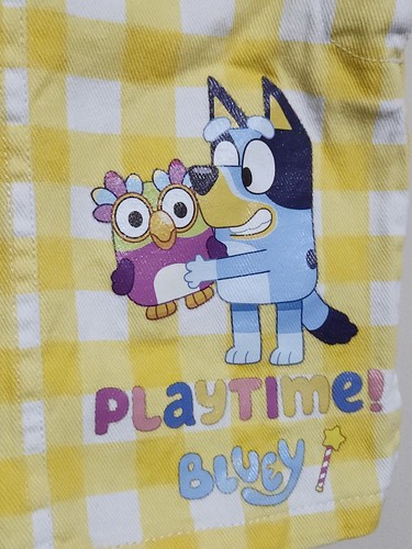 Bluey Chattermax Girls Dungaree Pinafore Dress Yellow Check Cotton 2018 Size 1 - Picture 2 of 7