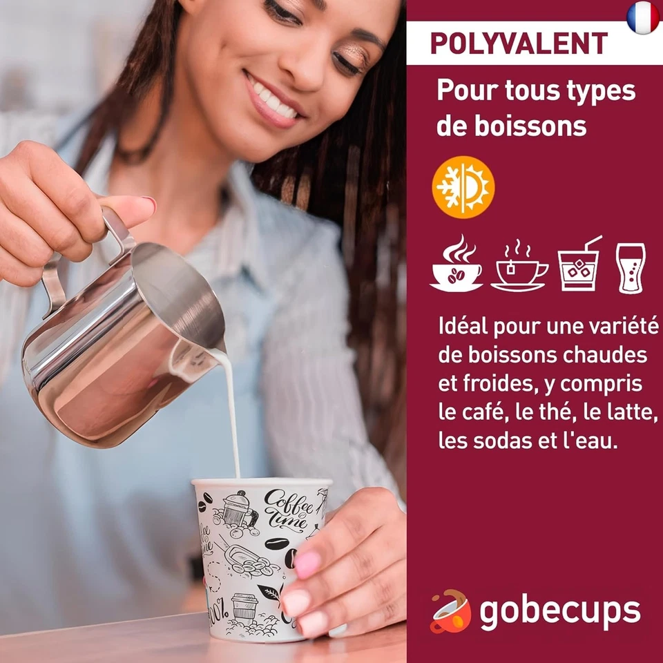 100 Gobelets Jetables de 200 ml / 7 oz en Carton Blanc, Parfaits pour Café et - Photo 4/4