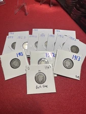 Barber Dimes 10c Random Years- Full Date 90% Silver