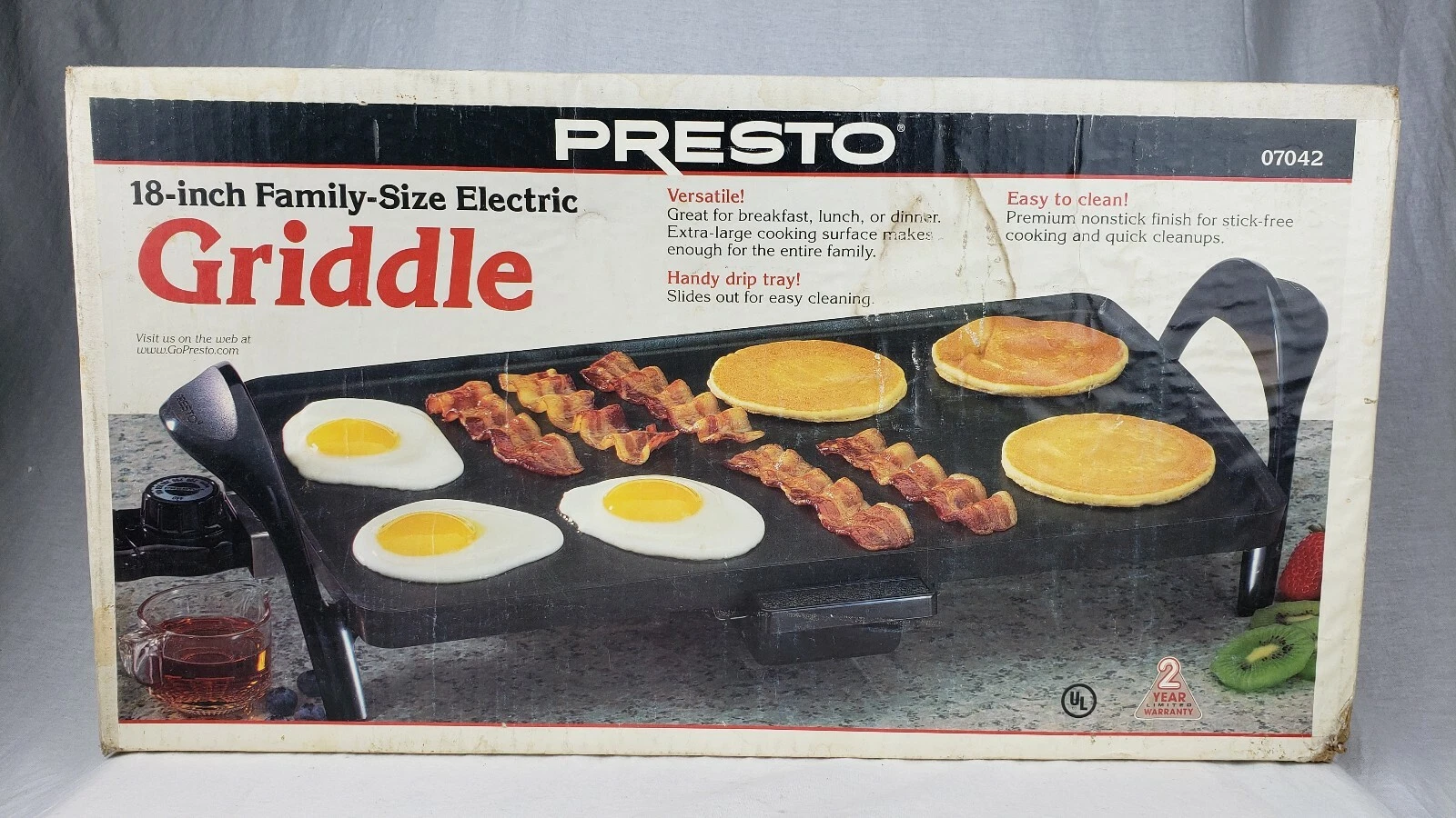 Presto Electric Griddle 18 Inch Family Size Non Stick w/ Drip Tray NEW in BOX!