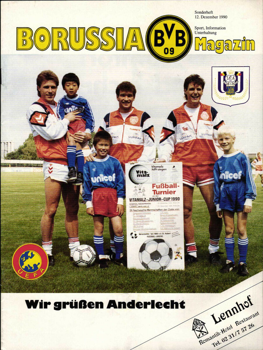 Ticket De Match RSC Anderlecht Vs Borussia Dortmund – Coupe UEFA C3 – Saison 1990/91 – Souvenir Original
