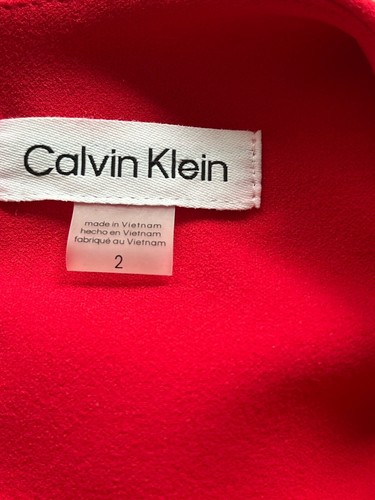 Calvin Klein Dress 2 Red Scuba Flutter Sleeve Stretch Career Church - Picture 3 of 7