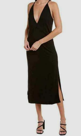 double slit midi dress Flowy Slit Midi Dress