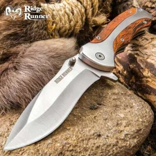 8" Ridge Runner Wood Assisted Open Spring Folding Pocket Knife Blade Tactical