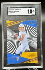 2020 Chronicles Justin Herbert Clear Vision Rookie SGC Graded 10 Gem Mint RC