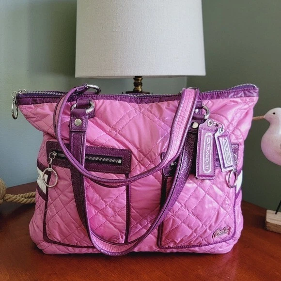 Bolso de Mano Coach Poppy Ski Bunny Glam 15873 Rosa Charol Bolso Y2K Foto 2 de 4