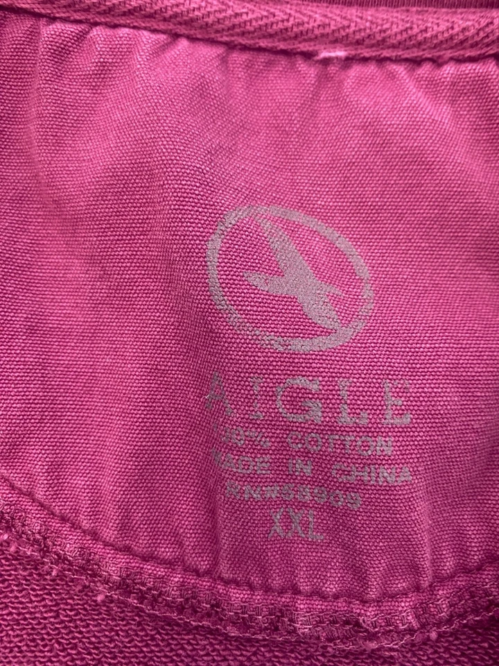 Aigle Jacket Mens 2XL Burgundy 1/4 Zip Mock Neck Elbow Patches Pullover Sweater - Image 3 of 4