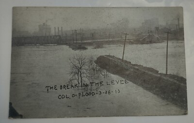 1913 Break In Levee Columbus O Flood Photo Postcard OH Ohio 