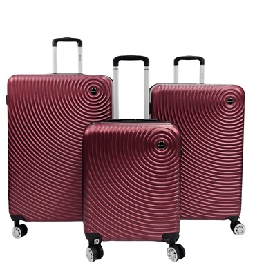 Coque Rigide Bordeaux Fort Cabine Valise Set Roue Bagages Valise
