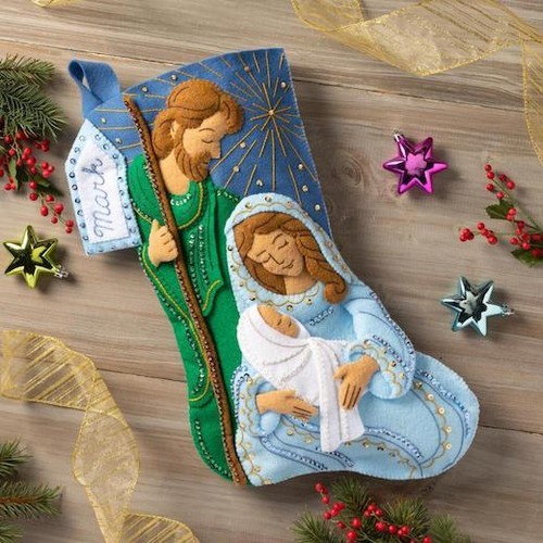 Bucilla 18" Felt Christmas Stocking Kit - Peaceful Nativity 89601E - Picture 3 of 6