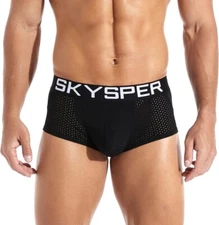 SKYSPER Men's Jockstrap Underwear Mesh Breathable Jock Strap Black XXL