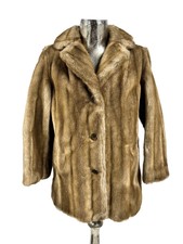 Tissavel Faux Fur Jacket Size S 10 Vintage Brown Mix Womens Coat Eu38