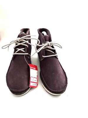 Clarks Damara Ivy Ladies Preloved Aubergine Leather Ankle Wedge