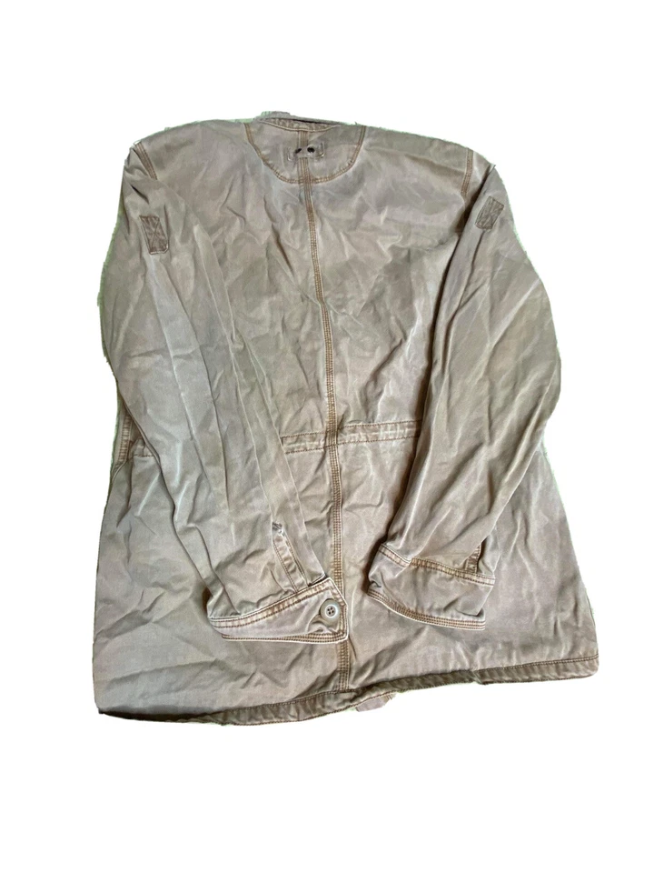 Jaqueta Converse One Star cáqui jeans estilo militar botão frontal feminina pequena - Imagem 3 de 4