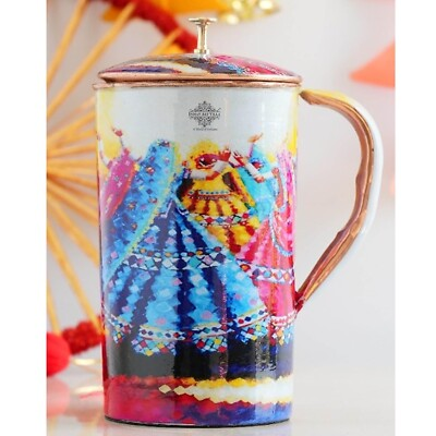 #ad Printed Copper Jug Pitcher Paisely Design Storage amp; Serving Water 1500 ML $92.00