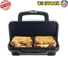 700W Stainless Steel Sandwich Maker Nonstick Ceramic Plates Compact Design New