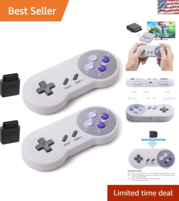 2-Pack 2.4GHz Wireless SNES Controllers with Rechargeable Battery & Ergonomic...