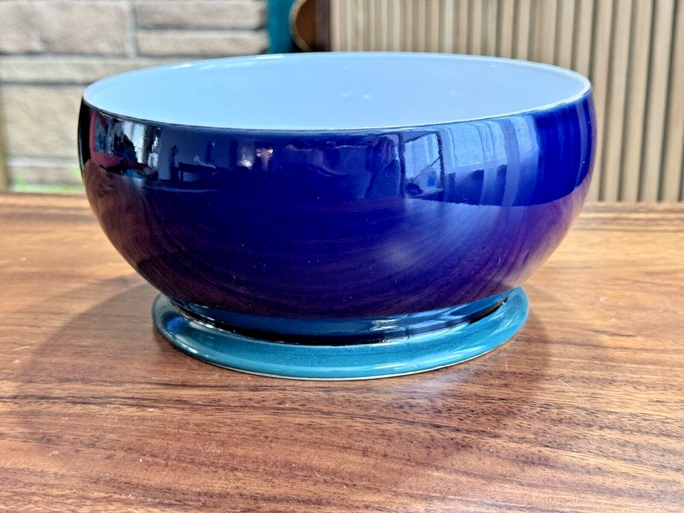 Denby Hand Crafted England Regatta Blue Teal Large Serving Vegetable Bowl - Image 2 of 4