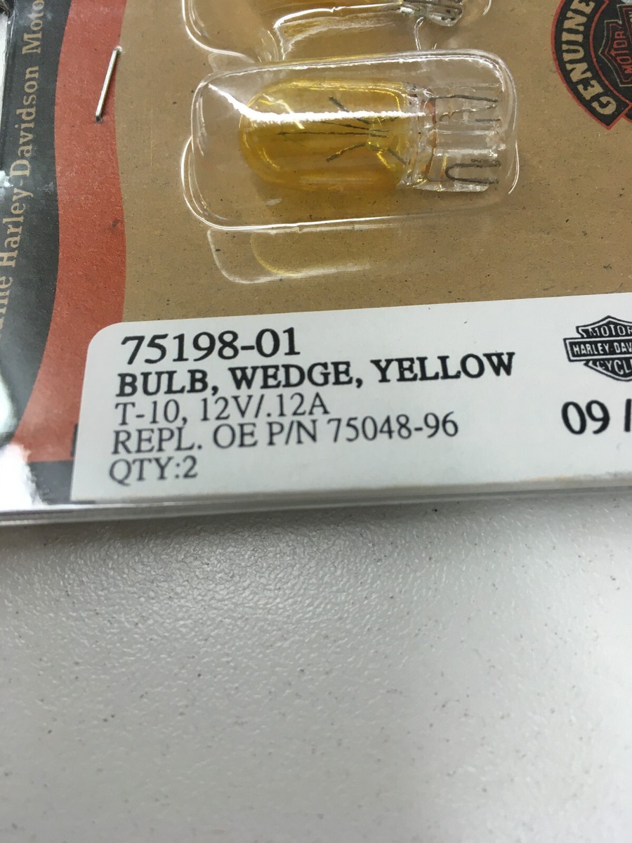 NOS OEM Genuine Harley Davidson Yellow Wedge Light Bulbs 12V/.12A