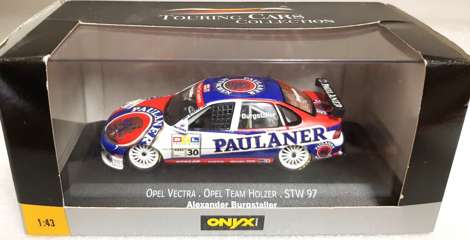 Onyx XT064, Opel Vectra, STW 97, # 30, A. Burgstaller, ""Paulaner"", 1/43,NEU&OVP