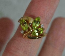 14K Yellow Gold Plated 1.20CT Marquise Cut Simulated Peridot Pretty Promise Ring