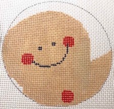 Gingerbread Man Cookie Christmas Ornament Hand Painted Needlepoint Canvas